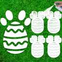 6pcs Easter Bunny Stencils for Painting on Lawn, Wooden Easter Bunny Footprint Stencils Egg Reusable Rabbit Paw Template for Yard Garden Wall Indoor and Outdoor DIY Decors