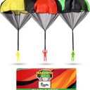 NUTTY TOYS Parachute Toys for Kids - Tangle Free Outdoor Flying Parachute Men, Top Indoor & Outside, 3 4 5 6 7 8 9 10 11 12 Year Old, Best Christmas Stocking Stuffers Idea 2025 Unique Boy & Girl Gifts