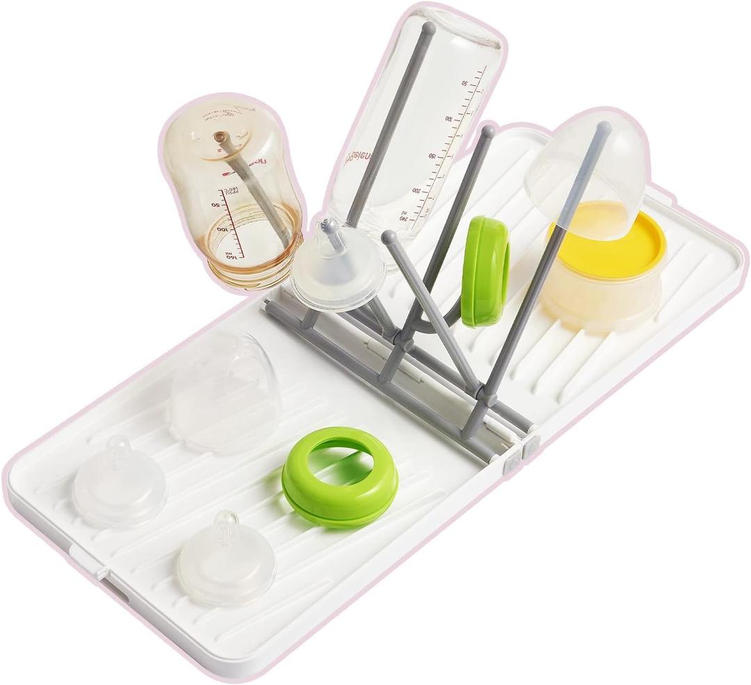 Baby Bottle Drying Rack, Foldable, For Travel, Bottle Stand, Drainer, Stand, Rack, Cup, Wash, Disinfection, Brush, Detergent, Easy to Clean, Easy to Carry, Baby Products, Baby Shower, Present