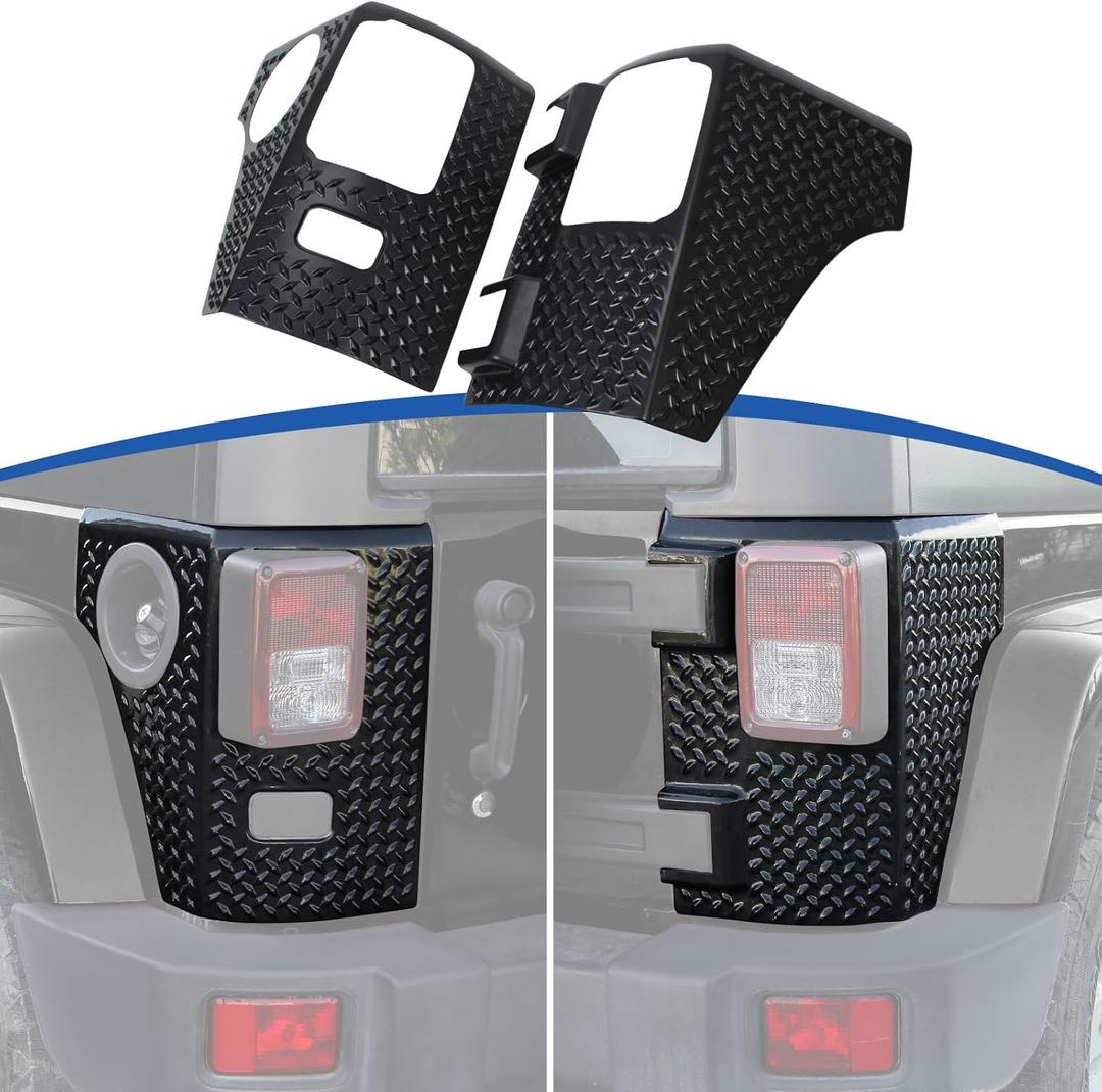 RT-TCZ Rear Corner Guards for Jeep Wrangler JK JKU 20072017, Black ABS Rear Body Armor Protector, Scratch-Resistant Exterior Protection, Peel and Stick Installation (2PCS)