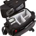 Amazon Basics Large DSLR Gadget Bag for Camera Storage with Shoulder Strap, Black with Grey Interior