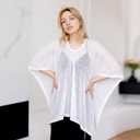 2 x Patelai Women Sheer Poncho Top Mesh Lightweight Poncho Shawl Bolero Asymmetrical Cape Shrug Cover up Summer