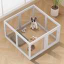 ClimbHope Clear Acrylic Dog Playpen Indoor Pet Pen, 24" H, Grey, 8 Panels