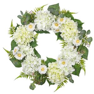 Briful 24'' White Hydrangea Wreaths for Front Door, Farmhouse Fireplace