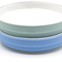 Elk and Friends Kids 7.8” Porcelain White Plates with Silicone Sleeves | Suitable for Babies/Toddlers | Microwave & Dishwasher Safe | Non Slip Dinnerware | Snack Dishes | 2 Pack