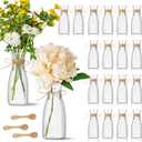 30 Pcs Plastic Flower Bud Vases Bulk with Twines Ropes Small Mini Flower Vases for Centerpieces Decorative Plastic Bottles for Wedding Reception Dining Table Home Decoration (Transparent)