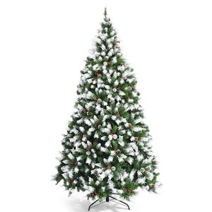 7.5-ft Pre-lit Flocked Artificial Christmas Tree with White LED Lights