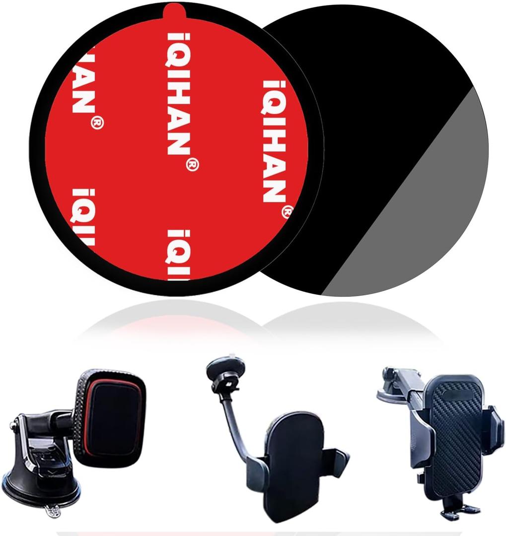 Adhesive Dashboard Pad Mounting Disk for Suction Cup Phone Mount, Heat Resistant Sticky Disc for Car Cell Phone Holder, 2pcs 73mm(2.87") Mount Disk Replacement for Sat Nav Holder Base, Tablet Bracket