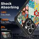 Magnetic for iPhone 14 Pro Max Case [Compatible with MagSafe] Aesthetic Flower Wave Patchwork Pattern Design, Slim Bumper Translucent Matte Protective Cover for Women Men