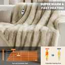 Heated Electric Blanket Throw,Octrot 50"X60" Faux Fur Heating Blanket Luxury Christmas Gifts Heavy Plush with 10 Heats Levels & 8 Hours Auto Off,Super Cozy Warm Fuzzy,Fluffy Decor Winter Warming,Beige