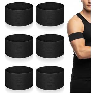 6PCS Black Arm Bands Mourning, Nylon Football Arm Bands, Adjustable Elastic for Soccer Basketball Funeral Mourning (Black)