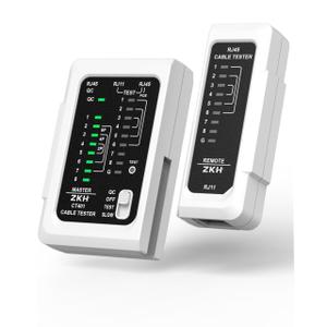 ZKH RJ45 Network Cable Tester, LAN & TEL Continuity Tester, Ethernet Cable Tester for RJ45, RJ11, RJ12, CAT5, CAT6, POE Test UTP/STP Shielded Ethernet Wires Test Tool