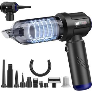 Vostuve Car Vacuum Portable Cordless High Power Small Handheld Vacuum Cleaner 4in1 Compressed Air Duster & Air Blower & Pump Hand Held Mini Vacuum for Car, Home, Office (Black)