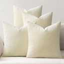 MIULEE Couch Throw Pillow Covers 18x18 Inch Set of 4 Cream White Soft Chenille Pillowcases Farmhouse Boho Cushion Shams for Modern Home Decor Sofa Living Room Bed