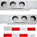 Stainless Steel Mud Flap Hanger Rear Bar with Light Cutouts 2.5" Bolt Spacing,Spring Loaded. with Reflective Plate