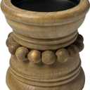 dwellington Farmhouse Rustic Wood Pillar Candle Holder for Pillar Candles, Decorative Beaded Candlestick Holder Stand for Home Dcor, Gifts, Wedding (Natural)