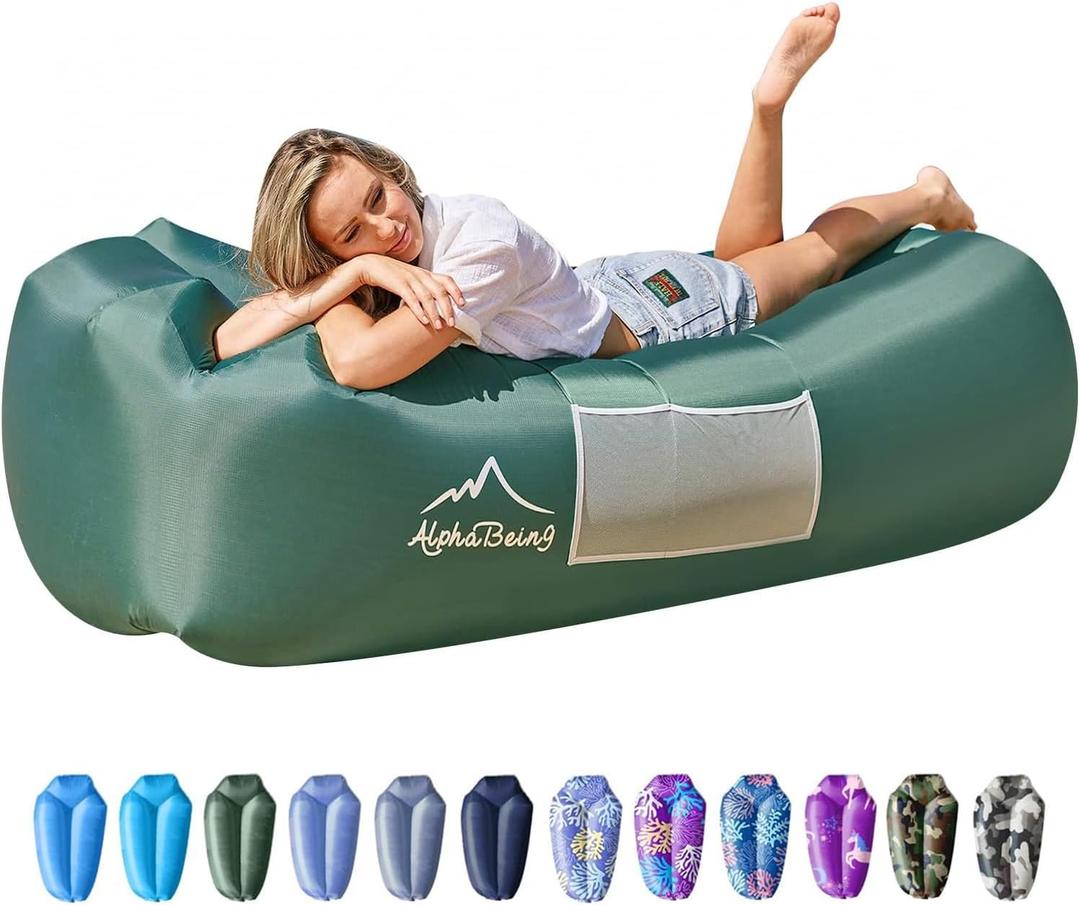 AlphaBeing Inflatable Lounger Beach Chair Accessories, Air Sofa Hammock Inflatable Couch for Camping Backyard Lakeside with Compression Sacks, Ideal Outdoor Gifts for Adults