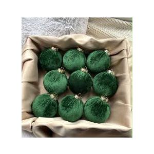 Christmas Ornaments Christmas Balls Tree GREEN Ornaments Handmade Velvet Christmas Tree Decorations Handmade Velvet Balls Decoration + Hooks