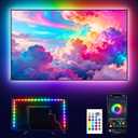 PANGTON VILLA TV LED Backlight for 40-60 Inch TV, 8.2ft LED Lights for TV with Bluetooth APP & Remote Control, 16 Color Led Strip Lights Changing TV Lights Behind with Music Sync for Bedroom