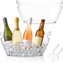 2-Pack Clear Acrylic Ice Buckets for Parties (5.5L Each) Large Plastic Beverage Tubs with Scoops, Chiller for Parties, Drink Buckets for Outdoor Events, Mimosa Bar, BBQ