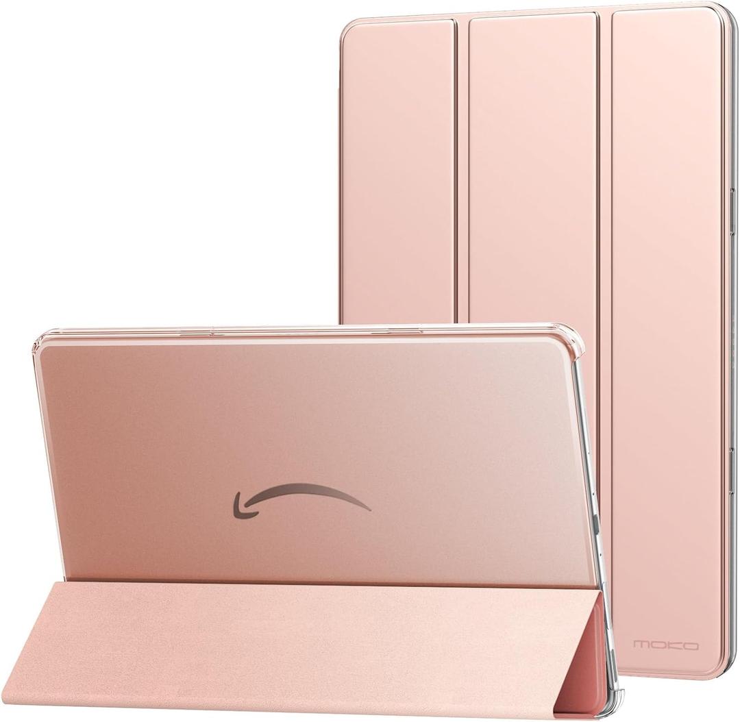 MoKo Case Fits Amazon Kindle Fire Max 11 Tablet (13th Generation, 2023 Release) 11" - Slim PU Leather Trifold Stand Cover for Fire 11 Tablet Frosted Hard Back Shell with Auto Wake/Sleep, Rose Gold