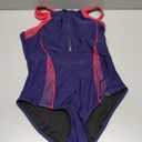 beautyin Women Front Zip One Piece Swimsuit Athletic Racerback Lap Bathing Suit, Medium