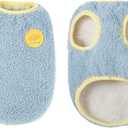 Warm Plush Dog Vest for Winter Soft Fleece Lining Sweater for Small dog Cat Cute Puppy Kitten Clothes Blue 16 (Large)
