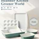 Ceramic Nonstick Baking Pans Set, Non Toxic 30 PCS Stackable Bakeware Sets, 550F Oven Safe Baking Sheet & Pans, Warp-Free, Dishwasher Safe, PTFE/PFOA/PFOS-Free (Green)