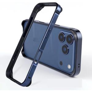 New Aluminum Frame Metal Bumper Frame Slim Hard Case Cover for iPhone17Pro, Metal Frame with Soft Inner Bumper, Raised Edge Protection (Dark Blue, for iPhone17Pro)