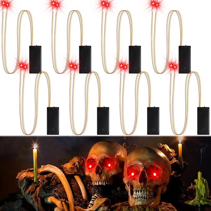 8Pack Halloween Glowing LED Eyes for Mask,Halloween LED Glowing Light Up Eyes,Glowing Eyes Lights for Halloween Skulls