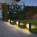 MIXL-Small Outdoor Solar Light,Waterproof Black Floor Lantern,Decorative Solar Garden Light,Modern Outdoor Lamp Suit for Driveway Yard Patio and Poolside