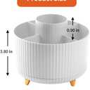 Desk Pencil Pen Holder, 5 Slots 360Degree Rotating Pen Organizers for Desk, Desktop Storage Stationery Supplies Organizer, Cute Pencil Cup Pot for Office, School, Home, Art Supply, White