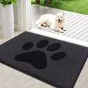 Buganda Dog Door Mat for Muddy Paws, Absorbent Dirt Trapper Non Slip Indoor Doormats, Washable Low-Profile Mat for Mud Dogs, Entryway Carpet for Inside Floor (36x24 Inches, Black)