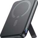 for Magsafe Portable Charger, 12000mAh Wireless Magnetic Power Bank with Stand and USB C in/Out Fast Charging, for Magsafe Battery Pack Compatible with iPhone 15/14/13/12 Pro/Pro Max Series-Black