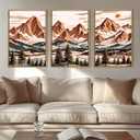 IARTTOP Framed Mountain Canvas Wall Art Large16x24 Inch Abstract Mountain Art Prints Set of 3 Vintage Nature Scenery Wall Decor for Living Room Bedroom Office (24L" x 16W")