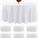 6 Pack White Round Tablecloths 120 Inches Table Cloth Stain and Wrinkle Resistant Washable Polyester Table Cover Fabric for Party, Wedding,Dining,and Banquet Decoration