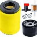 HOODELL 796031 Air Filter with Tune Up Kit, Compatible with 591334 492932 696854, John Deere D100 D110 D125 D130, Husqvarna YTH22V46, Lawn Mower Oil Filter