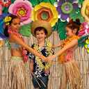 Tropical Hawaiian Photography Backdrop 10x8FT Hawaii 3D Paper Flowers Palm Leaves Aloha Luau Background Hawaiian Beach Party Decorations Supplies Photo Props