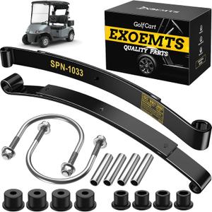 Heavy Duty Rear 2-Leaf Spring Kit for EZGO RXV 2008-Up Golf Carts, Dual-Action Suspension Upgrade with Bushings, Sleeves & U-Bolts, Replaces OEM# 603498, 604494, Smoother Ride & Load Support