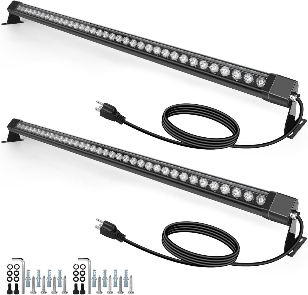 HNRLOY Wall Washer Light,72W 4FT 5000K Daylight White Outdoor Led Wall Washer Light Bars,IP67 Waterproof 120V Plug in LED Light Bar for Garden,Backyard,Building,Courtyard Landscape Lighting(2 Pack)