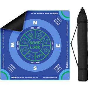 Mahjong Mat for Table with Carrying Bag, 32.4" x 32.4" Non-Slip Neoprene Mahjong Mat with Rules, Noise-Reducing Gaming Mat for Mahjong, Poker, Cards, Board and Tile Games - Blue