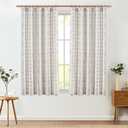 jinchan Boho Stripe Curtains for Living Room Farmhouse Linen Curtains 63 Inch Length 2 Panels for Bedroom Geometric Striped Mudcloth Light Filtering Window Drapes Back Tab Blue on Flax