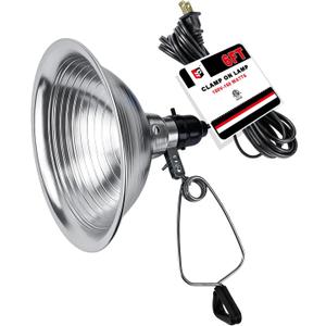 EP Clamp Lamp Light with Detachable 8.5 Inch Aluminum Reflector, 150 Watt E26 Socket (No Bulb Included), 6 Foot 18/2 SPT-2 Cord Cord, 1 Pack