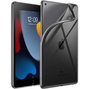 JETech Case for iPad 9/8/7 (10.2-Inch, 2021/2020/2019 Model, 9th/8th/7th Generation), Soft TPU Transparent Slim Shockproof Tablet Cover (Black)