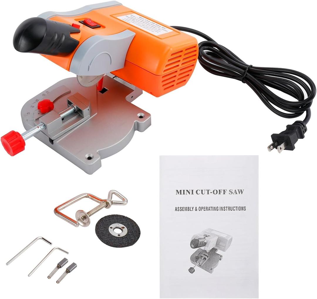 110V Mini Bench Top Cut-off Miter Saw with Miter Gauge 2" Blade for Metal Wood Plastic Arts & Crafts Cutting