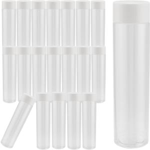 PINGEUI 20 Pack 12 OZ (350 ml) Clear PET Plastic Juice Bottles with White Lids, Reusable Drink Bottles for Storing Smoothie, Juice