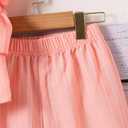 xueteox Summer Outfits for Girls 2 Piece, Pink Short Sleeve Top and Long Pants Set Cute Toddler Kids Clothes. (Pink)