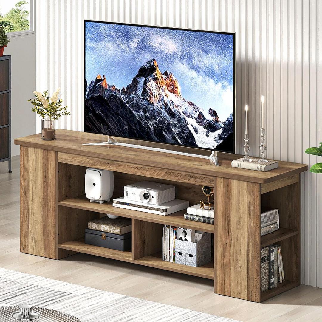 EXCEFUR Rustic Oak Wooden TV Stand for Televisions up to 60 Inch, 53.5 inch