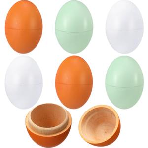 CroBlissful 6 Pcs Wooden Easter Eggs 2.76 Inch Fillable Fake Easter Eggs Bulk Reusable DIY Empty Wooden for Crafts Hunt Basket Stuffers Fillers Party Favor Decorations (Bright)