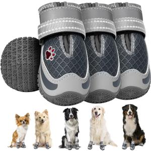Lukovee Dog Shoes for Large Small Medium Dogs Summer Hot Pavement, Adjustable Non-Slip Dog Booties Outdoor Walking (Grey,Size 0) (# 0 ( width 1.4'' ) for 6-16 lbs)
